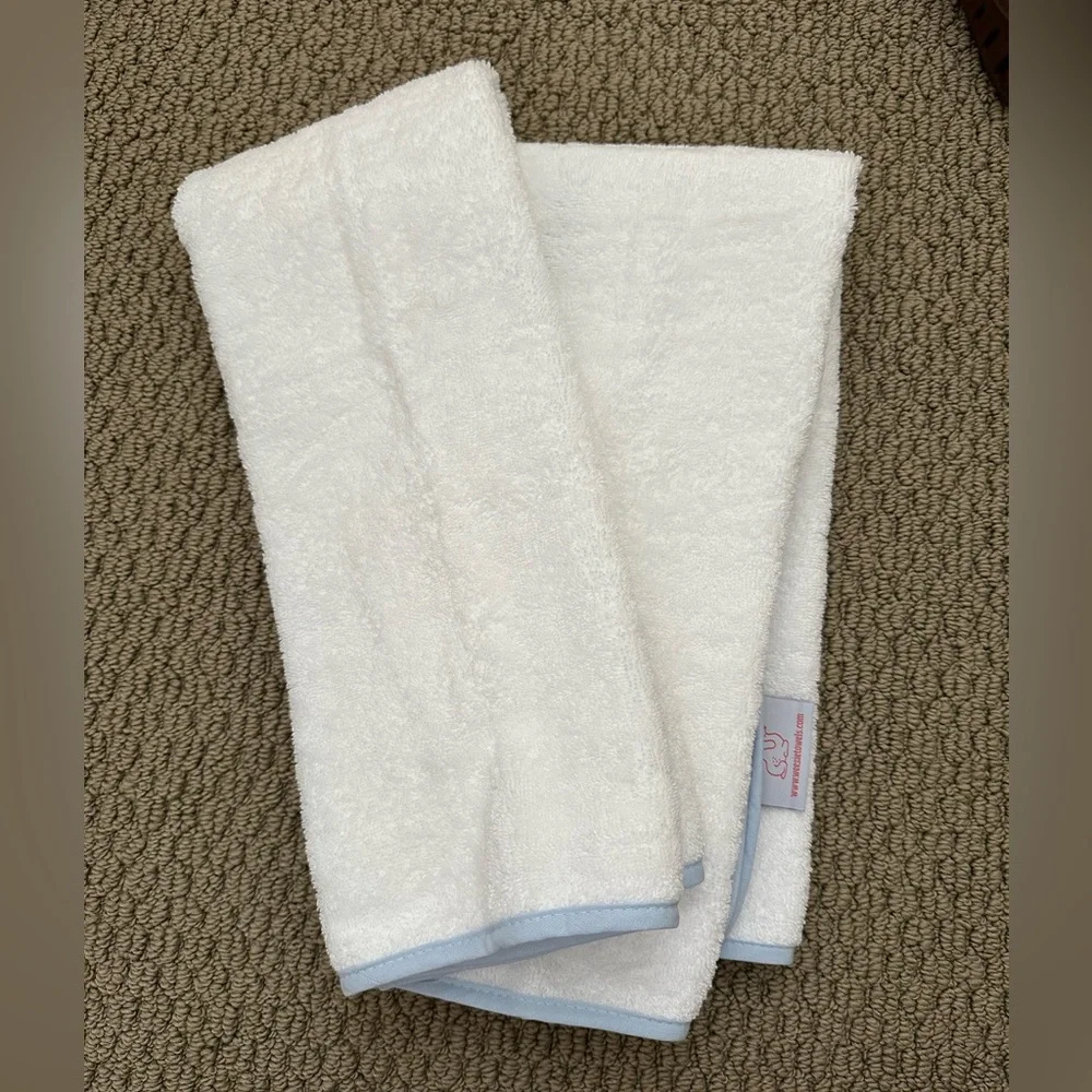 Weezie Light Blue Piped Hand Towel Set of Two NEW